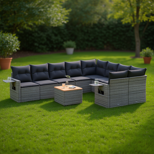 Conjunto de Sofás de Jardín Grises de 6 Plazas, Muebles de Ratán para Exteriores Resistentes a la Intemperie, Diseño Contemporáneo - Product Image 2