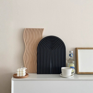 Nordic Wavy Wooden <b>Tray</b> Irregular Shape Solid Color Decorative <b>Trays</b> For Home Decoration - Product Image 2