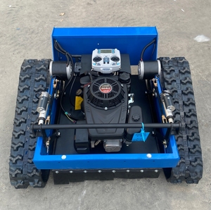 Véhicule robot à chenilles télécommandé bleu, alimenté par batterie, modèle DIY avec feux avant et design à panneaux en maille - Product Image 2