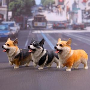 ร้อนขายสามพี่น้อง Corgi สุนัขมินิตุ๊กตาตกแต่งรถบทความการ์ตูนงานฝีมือของเล่น - Product Image 6