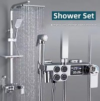 Ensemble de douche thermostatique à commande unique avec affichage numérique LED en laiton de haute qualité pour salles de bain d'hôtel