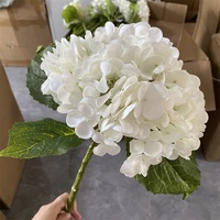 Hidrangea buatan putih bunga lateks 196 kelopak kualitas lebih baik mencari batang asli sentuhan asli bunga Hydrangea
