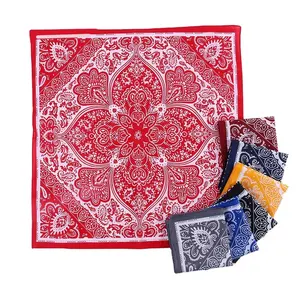 Bandana Paisley Kustom Cetak Katun untuk Pria Syal Bandana Kepala Kotak Multifungsi