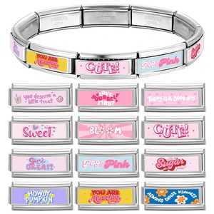 Wholesale Italian Charm Cute Custom 2cm Long Size Italian Charm Bracelet Stainless Steel Bracelet Fashion <b>Jewelry</b> Making Gifts - Product Image 6