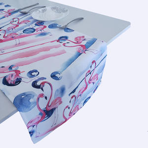 열대 플라밍고 테이블 러너 여름 Aloha 팜 트리 파티 저녁 식사 테이블 장식 러너 - Product Image 4