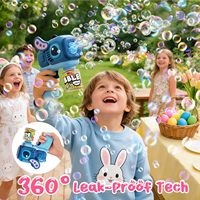 BJQ OEM Lot de 2 Pistolets à bulles Lapin pour tout-petits, Éclatement rapide de bulles 10 000+ bulles/minute, Anti-fuite, Lumières LED, Jouet d'extérieur pour panier de Pâques