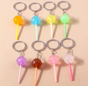 Lovely Resin Candy Lollipop Keychain Mini 3D Simulation Food Key Rings for Men Women Handbag Pendants DIY Kids Jewelry Gifts