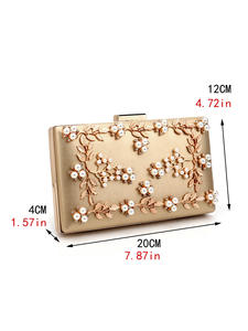 RB71 Wholesale Fashion Designer Women's Evening Banquet <b>Bags</b> Custom Brand Pearl Floral PU Frame Shape Handbag Set - Product Image 4