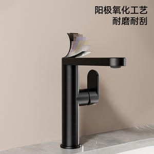 Grifo monomando de un solo orificio para lavabo, con válvula de cerámica, rociador extraíble, montaje en cubierta, estilo minimalista - Product Image 2