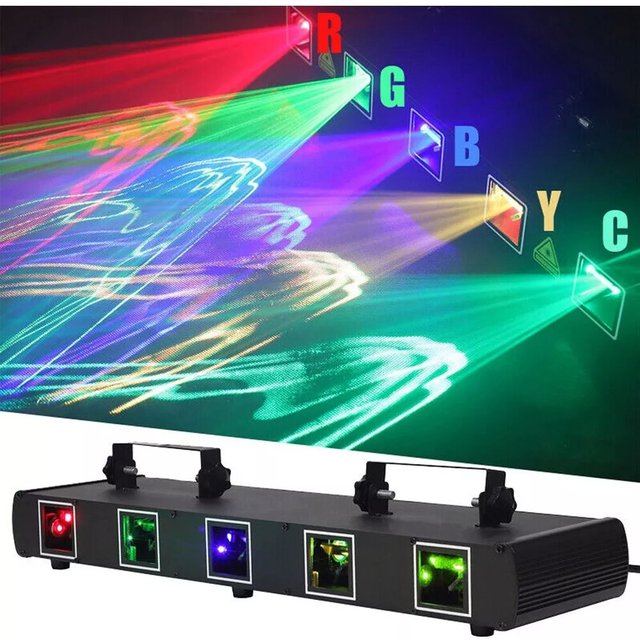 YSH RGBYC Five-hole Disco Dj Laser Light Stage Effect Lighting Night Club Lights 11CH DMX Sound Control for Bar Event Party Show