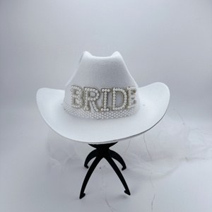 Sombrero <span class=keywords><strong>de</strong></span> Vaquera HLC con Velo y Perlas <span class=keywords><strong>de</strong></span> Imitación, Sombreros <span class=keywords><strong>de</strong></span> Novia con Luces LED y Letra 'Bride', Sombrero para <span class=keywords><strong>Despedida</strong></span> <span class=keywords><strong>de</strong></span> <span class=keywords><strong>Soltera</strong></span>, Fabricante - Product Image 2
