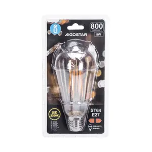 Ampoule LED à filament st64 e27 8w mbar, idéale pour la décoration et un ambiance chaleureuse dans les foyers et les espaces commerciaux. - Product Image 2