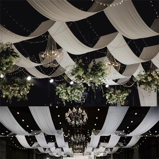 White Wedding Background Curtain Celling Backdrop Curtains for Weddings Event Party Decoration