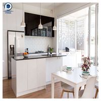 Ensemble d'armoires de cuisine en bois laqué en forme de L, design moderne, Prima Free Design, pour appartement, fabriqué en Chine