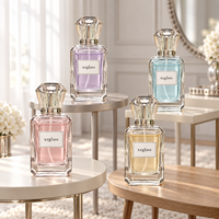 Flacon pulvérisateur de parfum rectangulaire en verre transparent de luxe en gros avec bouchon facetté pour l'emballage de parfums