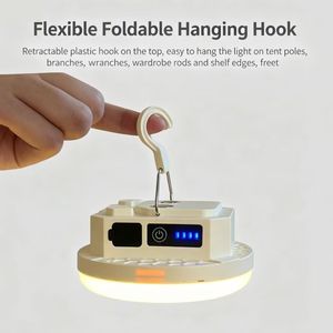 Lampe de camping portable LED, lumière d'urgence avec crochet, lampe de nuit rechargeable pour une utilisation en intérieur, sur le bureau ou dans la chambre - Product Image 2
