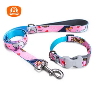 MIDEPET pet product supplier custom designer competitive price stripes basic luxury dog leads collar and leash set