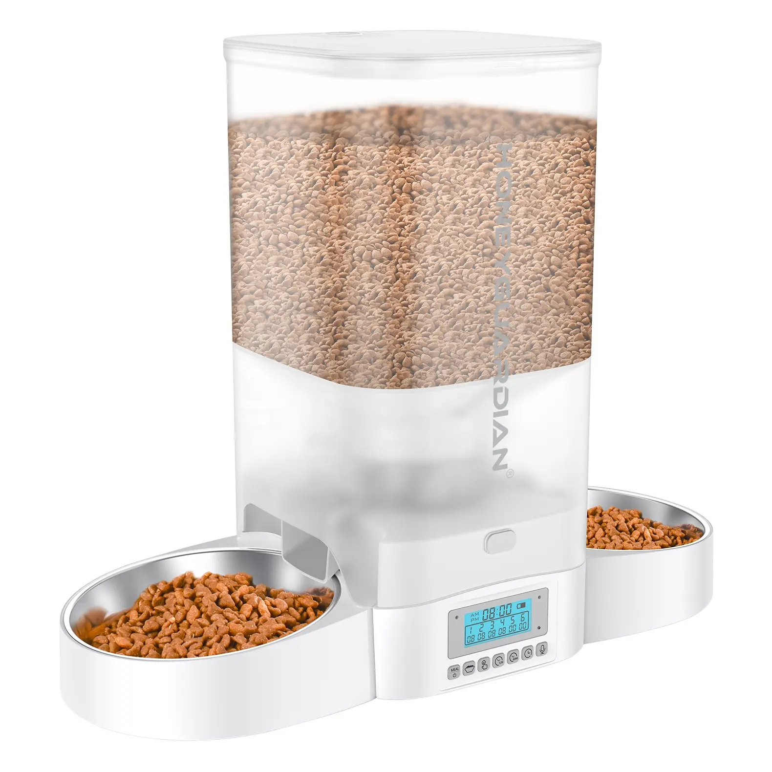 Unique Dual Side Equal Feeding Food Dispenser with Dual Power Supply for Cats Dogs Double Bowl Pet Dispenser