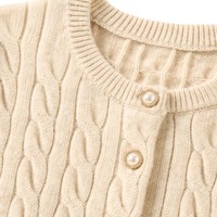 Cardigan en maille torsadée à col rond pour femme, manches longues, boutonné, court, pull décontracté, vêtement d'extérieur en maille pour femme