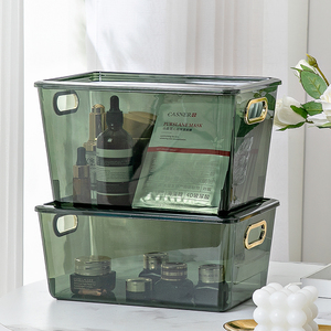Custom large book transparent plastic storage container box with handle