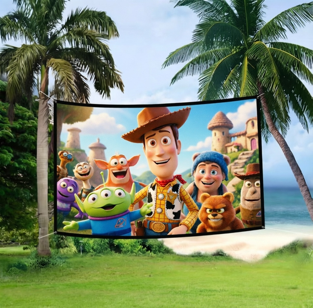TELUXSEE Portable Open-Air Rural Mobile Foldable 84 Inch 16:9 Projection Screen Old-Fashioned Film Curtain Factory
