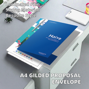Enveloppe d'entreprise A4 personnalisée et conception de proposition sur une page dorée, dossier de présentation en papier couché imprimé offset - Product Image 2