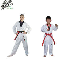 Dobok de Taekwondo Unisex para Niños, de Algodón y Poliéster, con Canalé, Ropa de Artes Marciales, Logotipo Bordado Personalizable, para Niños de Todas las Edades - Product Image 1