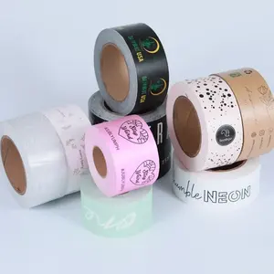 Custom Logo Packing Tape Adhesive Wet Water Colour Kraft Paper Sealing Tape Self Adhesive