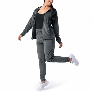 New Plush Velour Women's Two Piece <b>Set</b> Cotton Tracksuit Two Piece Pants <b>Set</b> Breathable Zipper Jogger 2 Piece <b>Sets</b> for Women - Product Image 1