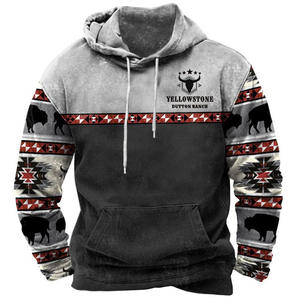 Sweat à capuche imprimé Western aztèque de printemps pour hommes Sun Faded Vintage Clothing Plus Size Men's Hoodies - Product Image 1