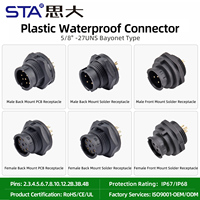 Conector de Bloqueo Rápido Impermeable IP68 de Plástico, Macho y Hembra, con Tuerca de Fijación Trasera, Receptáculo para Soldadura PCB, 2, 3, 4, 5, 6, 7, 8, 10, 12 Núcleos