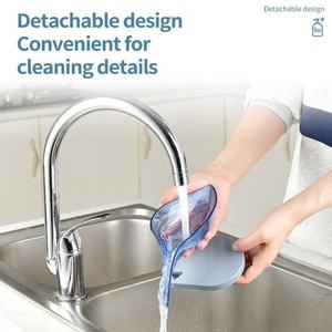 Porte-savon artistique en forme de feuille avec drainage, fixation par ventouse, pour salle de bain, cuisine, douche, comptoir, organisation et nettoyage - Product Image 3