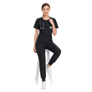 Ensemble de Blouses Médicales en Gros, Pantalons de Jogging Extensibles Tissés pour Femmes, Uniforme de Travail d'Infirmière, Logo Personnalisé, Haute Qualité 46002 - Product Image 2
