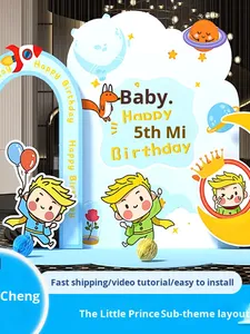 Décoration de fête sur le thème du Petit Prince, scène de fête d'anniversaire pour garçon de 10 ans, fond de mur, panneau KT, ensemble de ballons - Product Image 3
