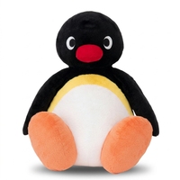 Peluche pingouin en gros de 30 cm, assis, aux yeux grands, bec rouge, ventre bicolore, super doux, en coton PP, pour la maison