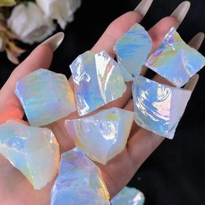 Aura naturale levigata pietre ovali e trucioli di cristallo pezzi decorativi minerali della categoria artigianale - Product Image 5