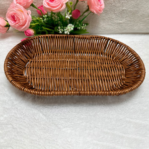 Handmade Imitation Rattan Woven <b>Basket</b> Oval Shape Kitchen Storage Fruit Vegetable Candy Snack Container Household Organizing - Product Image 2
