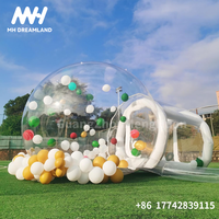 Maison Gonflable Bulle en PVC avec Plateforme de Saut, Tente Dôme Transparente Gonflable pour Enfants, Matelas Gonflable