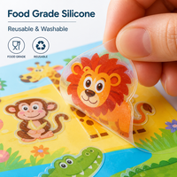 Livre d'autocollants en TPE réutilisable et écologique, thème animaux, activité éducative DIY pour enfants, imperméable, durable, avec poignée