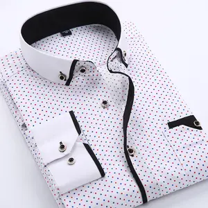 Men Fashion Casual Long Sleeved Printed shirt Slim Fit Male Social Business Dress Shirt Brand Men Clothing Soft J0068