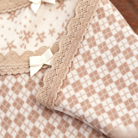 Sous-vêtements en laine mérinos pour femmes, culottes douces et chaudes à imprimé écossais vintage et étoiles avec bordure en dentelle