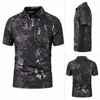 Camiseta Polo Táctica de Manga Corta con Bolsillo con Cremallera y Estampado de Camuflaje Digital con Logotipo Personalizado OEM para Uso en Exteriores