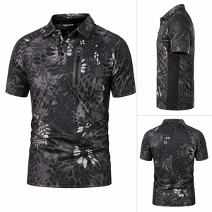 เสื้อโปโลแขนสั้นลายพรางดิจิตอลพิมพ์ลายตามสั่ง OEM พร้อมซิปกระเป๋า เหมาะสำหรับกิจกรรมกลางแจ้ง - Product Image 3