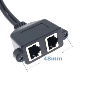 Câble d'extension réseau Ethernet LAN CAT5 de <span class=keywords><strong>30</strong></span> <span class=keywords><strong>cm</strong></span>, double <span class=keywords><strong>RJ45</strong></span> 8 broches, mâle vers 2 têtes femelles avec montage sur panneau fileté - Product Image 6