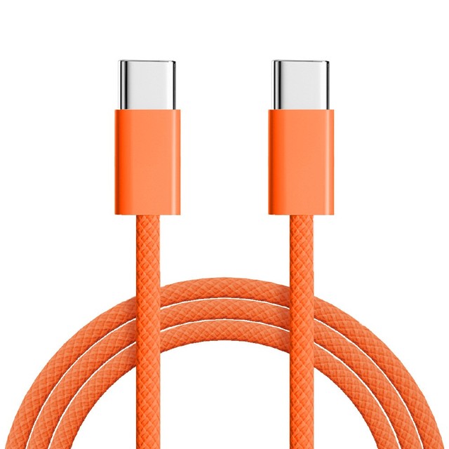 Orange USB Type C to C Cable Fast Charging for iPhone 17 Pro Max