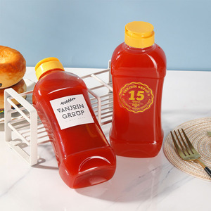 Vide 500ml Transparent <span class=keywords><strong>Miel</strong></span> <span class=keywords><strong>Pot</strong></span> Ketchup BBQ Sauce Bouteille En Plastique Squeeze Bouteille Avec Bouchon <span class=keywords><strong>De</strong></span> Valve En Silicone - Product Image 6