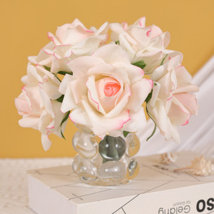 ช่อดอกกุหลาบไหม 5 หัว รุ่น Ruilisi Ida Curled Corner Rose สัมผัสเหมือนจริง สำหรับตกแต่งงานแต่งงานและบ้าน ขนาด 27 ซม. - Product Image 3