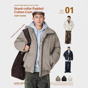 Streetwear Heavyweight Quilted Jacket Unisex <b>Hooded</b> Stand Collar <b>Winter</b> Puffer <b>Coat</b> Urban Style Bold Look Polyester OEM Service - Product Image 1