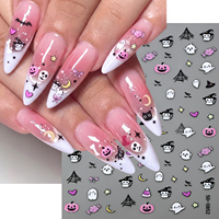 Autocollants pour ongles Halloween 5D en relief, motifs de dessins animés, autocollants pour ongles auto-adhésifs, décorations d'art d'ongles Kawaii Spooky pour les fêtes