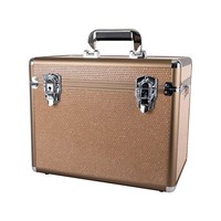 Boîte de toilettage pour chevaux en aluminium pailleté or rose, portable, verrouillable, organiseur d'accessoires d'équitation